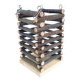 Apple Wood Hay Feeder for Small Animals - Durable Pine & Apple Wood Hay Rack with 2 Hooks - Food Dispenser & Grass Holder for Rabbit, Guinea Pig, Chinchilla, Hamster, Gerbil, 10x10x18cm