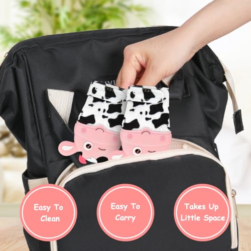 2Pack Silicone Teething Mitt, Cow Baby Teething Toy for 0-6 6-12 Months, Food Grade Silicone Infant Teething Mitten, BPA-Free Baby Chew Toys for Pain Relief, Sucking Needs - color: Pink Cow