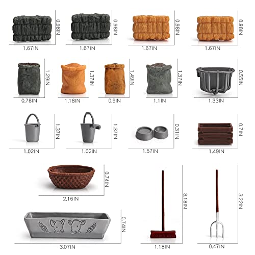 13PCS Farm Toys Feed Barn Food Accessories Toy Farm Tools Set for Animals Figure Horse Stable Playset Fence Accessories Cake Toppers for Kids Toddlers Hay Bale Straw Heap Educational Gift - style: 13PCS Farm Tools Barn Food Accessories
