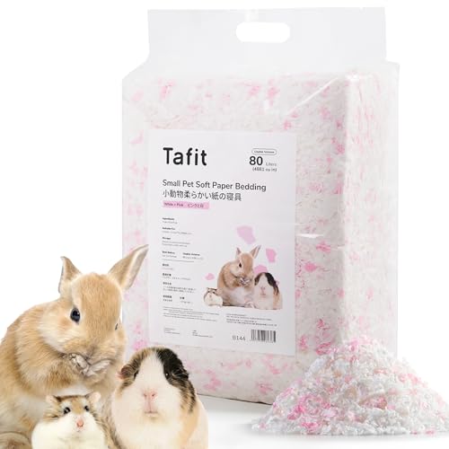 99% Dust-Free Soft Natural Paper Bedding with Odor Control, for Hamsters, Guinea Pigs,Rabbits, Chinchillas, Rats, Mice, Gerbils, Bunniess, Rodents, Small Animals - 80 Liters (White + Pink) - color: White+Pink