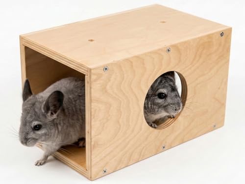 Chinchilla Natural Wood Hanging Tunnel Toys, Small Animals Tunnel Tube, Chinchilla Cage Accessories for Ferret Guinea Pig Rat Hiding and Resting (with Holes) - color: With Holes