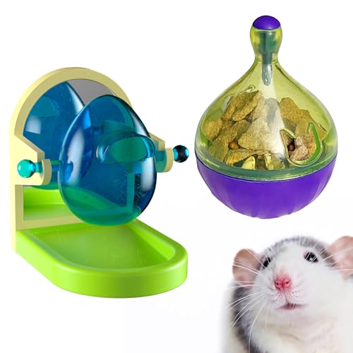 Rat Enrichment and Sniffing Toy set , Interactive Toys for Rat Guinea Pig Rabbit and Small Animal, Rats Puzzle Foraging ToyTreat Dispensing Slow Toy for Rat cage Accessories. One set contains 2 toys
