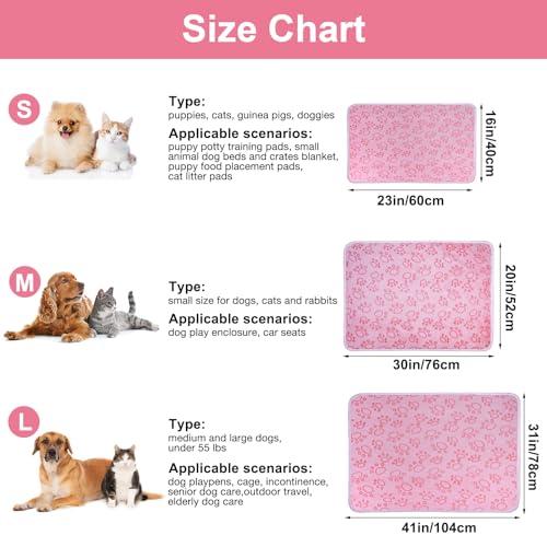 Dono 1 Pack 3 Dog Blankets, Soft Fluffy Fleece Pet Blanket Warm Sleep Mat Paw Print Design Puppy Kitten Throw Blankets Doggy Blanket for Dogs - color: Pink Bone, size: Medium(30*20")
