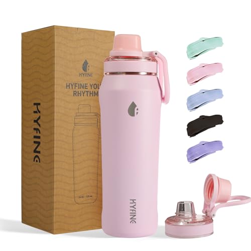 24oz Insulated Water Bottle, Wide Mouth Spout Lid, BPA-Free | Tritan spout lid, BPA free, 18/8 stainless steel body, Cold 24H, hot 12H, Wide mouth fits ice, Fit car cup holder,Pink - color: Pink