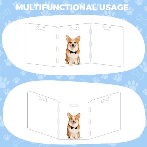 31.5'' Tall Clear Acrylic Dog Playpen, 3-Panel Pet Gate | Freestanding Transparent Barrier for Indoor Doorways, Foldable Puppy Fence with Support Feet & Handles - size: 3-Panel Tall
