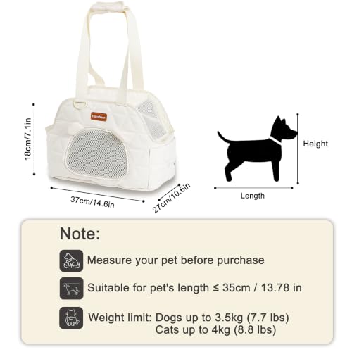 Dog Purse Carrier for Small Dogs Firm Bottom Puppy Travel Bag (Cream White) | Cat Carrier Small Dog Bag with Pocket, Breathable Mesh, Anti-Escape Safety Leash, Comfy Dual-Sided Mat for Outdoor Car Travel - color: Cream White