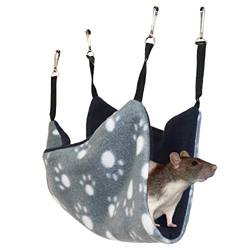 Parachute Pouch (Giraffe) - Hanging Fleece Cage Accessory Toy for Sugar Gliders, Marmosets, Rats, Hamsters, Flying Squirrels, Ferrets, Birds, Chinchillas, Parrots - Hammock, Tower, Bed, Nest Pouch