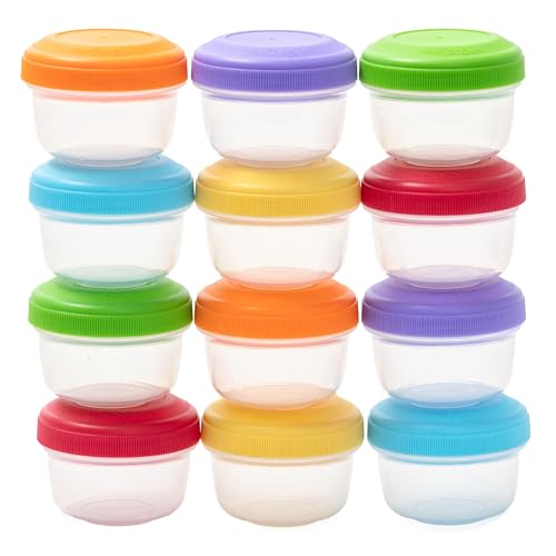WeeSprout Baby Food Containers - Small 4 oz Containers With Lids, Leakproof & Airtight, Freezer Safe, Dishwasher Safe, Thick Food Grade Plastic, Set of 12 Baby Food Storage Containers + Color Options - color: Vivid Variety