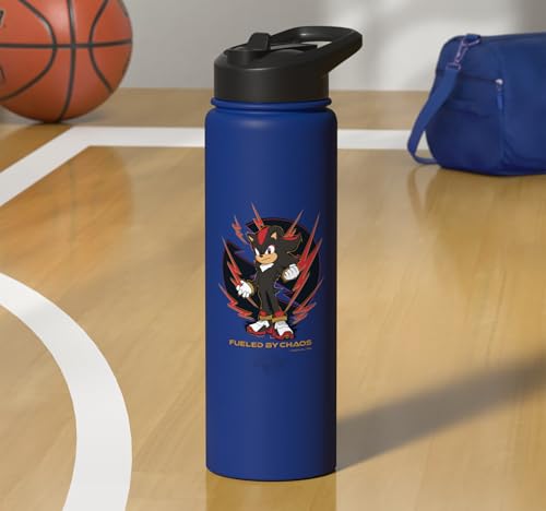 Sonic the Hedgehog 3 - Shadow "Fueled by Chaos" Stainless Steel Insulated Water Bottle - color: Royal Blue