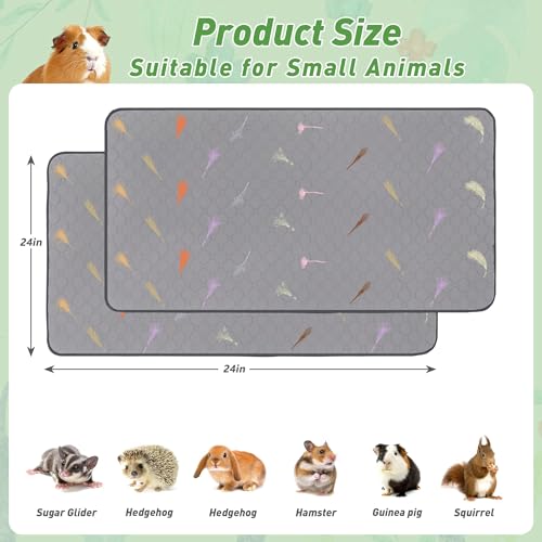 2Pcs Guinea Pig Cage Liners,Guinea Pig Fleece Cage Liners24''X24'' Super Absorbent Washable Pee Pads Reusable for Rabbit Hamster Chinchilla - size: 12 In 2x2(24" x 24") 2Pack