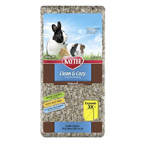Kaytee Clean & Cozy Natural Paper Bedding, 24.6 Liters | Keeps habitats fresh. Small animal bedding for rabbits, guinea pigs, hamsters. Hamster bedding odor control, 99% dust-free - size: 24.6 Liters