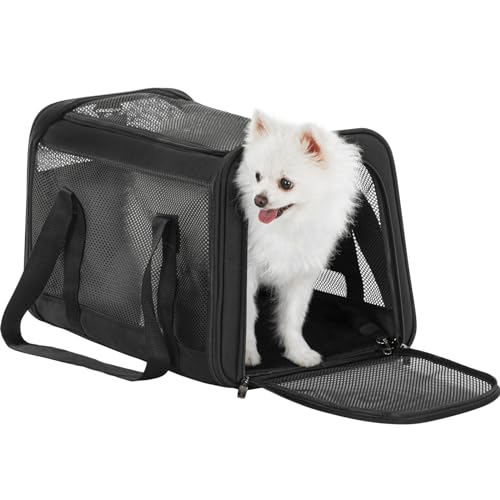PETSFIT 19 x 12 x 12 Large Cat Carrier | Roomy Escape-Proof Cat Car Seat, Safe Driving, Lockable Zippers & Safety Tether, Soft-Sided Travel Carrier - color: Z-Black, size: 19.0"L x 12.0"W x 12.0"H