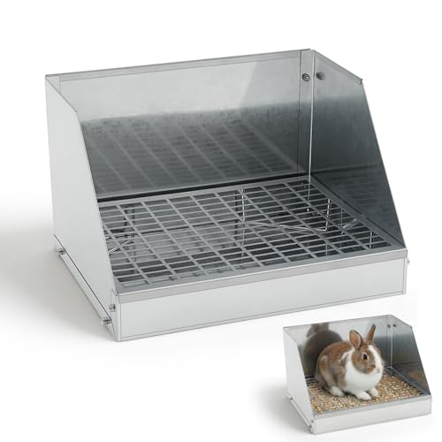Maxcheck 1 Pack Rabbit Litter Box Bunny Potty Box Galvanized Steel Small Animal Litter-Box Galvanized Steel Corner Toilet with Grate Easy to Clean for Rabbit and Hens Nesting-Box (12.5×10×8inch)