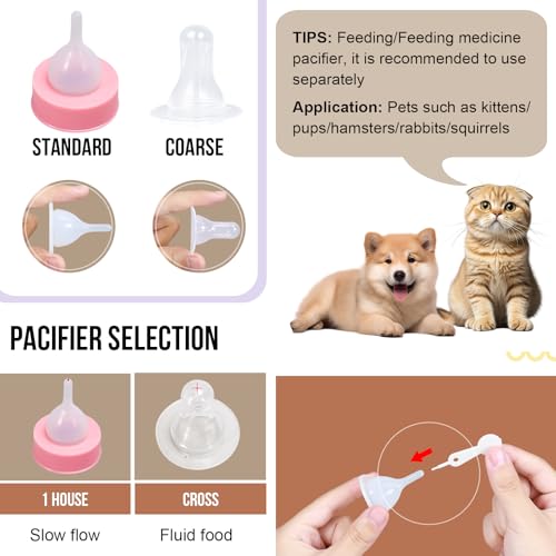 Puppy Kitten Nursing Bottle 2oz- Small Animal Feeding Kit with Nipples | Hand Feeding Supplies for Puppies, Kittens, Rabbits, Ferrets & Newborn Pets - color: SKY BLUE
