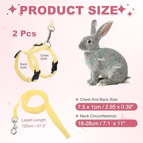 Rabbit Harness and Leash, Escape Proof Bunny Cat Leash Small Animal Harness Soft Adjustable Buckle(2Pcs, Beige) for Bunny Kitten Cats Puppies Walking Hiking Training - color: Beige