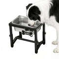 1.2 Gallon Elevated Large Dog Water Bowl, 4 Adjustable Height 7.8'',9.2'',10.6'',12''Raised Stainless Steel Bowl Stand for Small/Medium/Large Breed, Metal Dog Feeding Station for Relief Joint Pressure - size: 1.2 gallon
