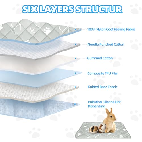 Homimp Summer Cooling Mat for Small Animals, 8PCS Guinea Pig Cage Liner Hamster Pee Pad, Washable Rabbit Cool Pad, Breathable Bed Blanket for Bunny Hedgehog, Keep Cooling for Pets, Grey 12"X 12" - size: 12"x12" (4 Pack)