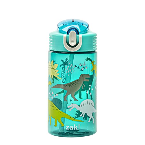 Zak Designs Dinosaur 16oz Leak-Proof Straw Kids Water Bottle, Plastic - color: Dinosaur, size: 16 Ounces
