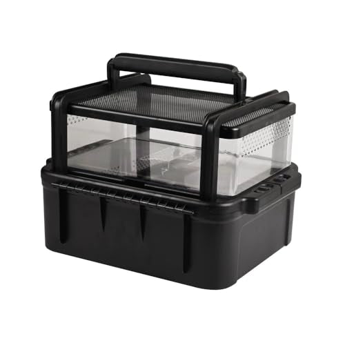 Portable Reptile Cage Carrier Tank with Handle Reptile Transport Container Terrarium Box Habitat Cage Pet Houses for Turtle, Gecko, Bearded Dragon, Lizard, Frog, Snake, Spider
