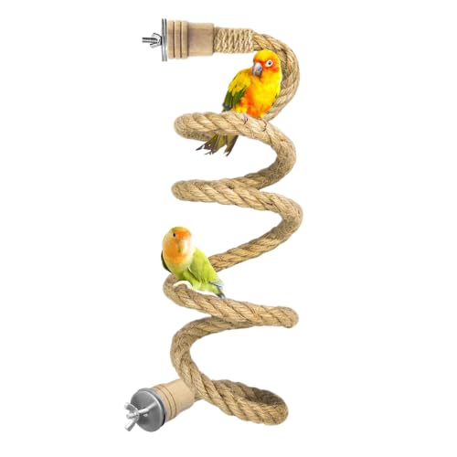 Bird Rope Perches Jute Rope,Bendable Parrot Bird Perch Rope Stand for Cage,Stand Climbing Stand Toy for Cockatiels, Lovebirds, Budgies,Parakeets(59") - color: Brown