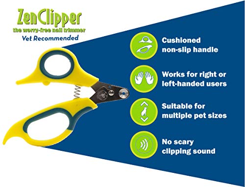 Zen Clipper Cat Nail Clippers - Conical Blade, No Overcut - Easy-to-use Cat Nail Trimmer for Stress Free Home Grooming – Sharp Conical Blade Makes a Clean, Splinter-Free Cut (2.5mm Hole) - size: Small - 2.5mm hole