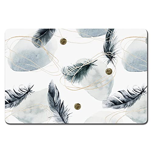 Rnivvi Dog Food Mat, 16" x 24" Absorbent Dog Cat Bowl Mat for Food and Water, Cute Anti-Slip Rubber Pet Feeding Rug Protect Floors, Puppy Placemat for Feeding & Watering Supplies, Abstract Plume - color: Abstract Art Plume, size: 16"L x 24"W