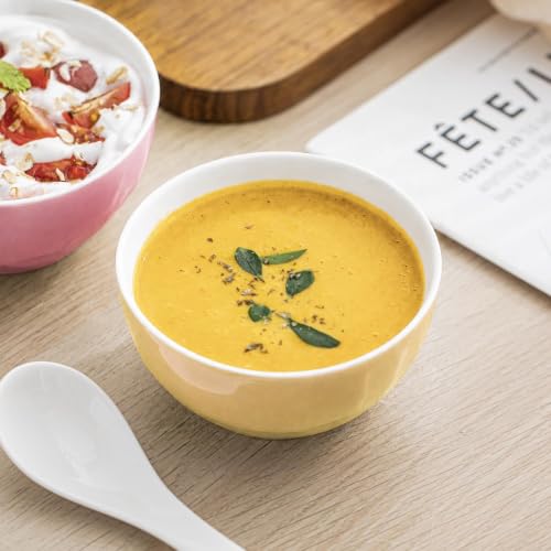 HOMBENE Porcelain Soup Bowls, 4.5 Inch Ice Cream Bowl, Kitchen Bowl Set, Fruit Bowls, Microwave and Dishwasher Safe, Set of 6 (Max Color) - color: Mixed Colors, size: 4.5 IN