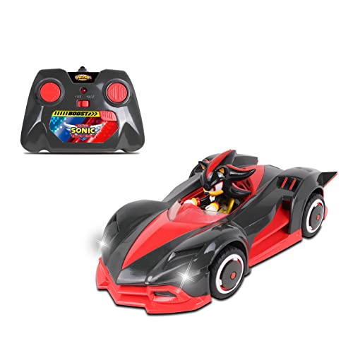 NKOK Team Sonic Racing RC Car - Shadow the Hedgehog, Turbo Boost, Ages 6+ | 2.4 GHz radio control, working lights, rubber tires, adjustable front wheel alignment - officially licensed, ages 6+ - color: Multicolor