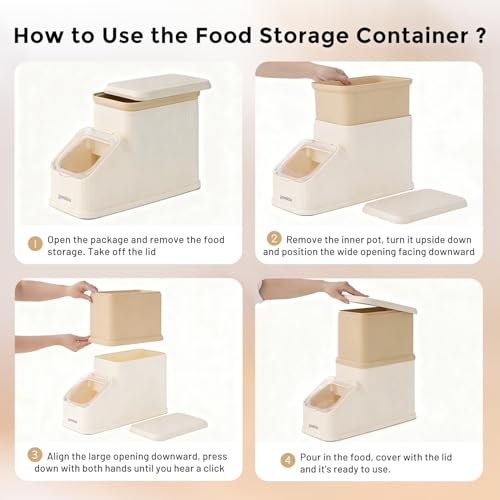 ZOMISIA 15lbs First-in, First-out Dog Food Storage Container | FIFO System Easy Dispense Base for Freshness, Cat Food Storage Containers with Transparent Lid and Scoop