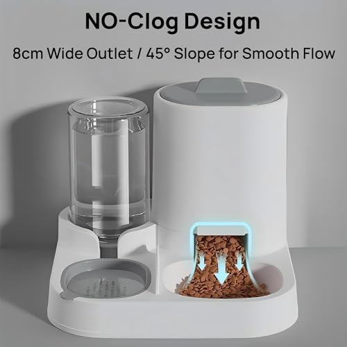 Automatic Cat Feeder and Water Dispenser 2-in-1 Food Bowl Station | Gravity Station for Small Cats Dogs Kitten Puppy, Auto Feeding Supplies, Automatic Cat Food and Water Dispenser
