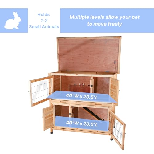 Trixie 2-Story Rabbit Hutch with Retreat Area, Non-Slip Ramp, Hinged Roof with Locking Arm, 4 Doors, 2 Metal Slide Latches, and Pull-Out Trays for Easy Cleaning - style: 2-Story