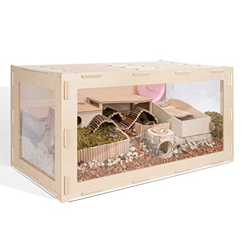 Niteangel Bigger World - MDF Aspen Terrarium for Hamster Gerbils Mice Lemming Degus or Other Small-Sized Pets(39.4 x 19.7 x 19.7 inches, Burlywood) - size: 39.4"L x 19.7"W x 19.7"H