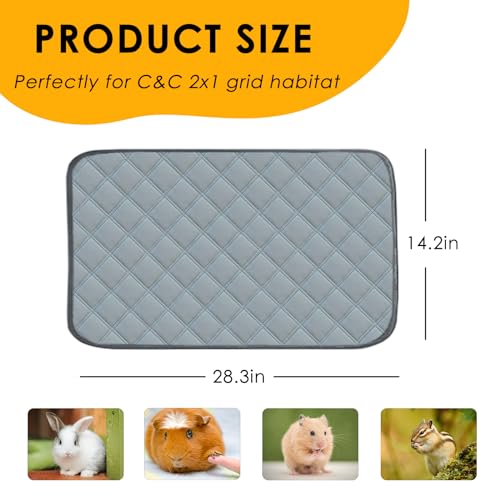 4 Pack Guinea Pig Cage Liners for C&C 2x1 Habitat Washable Guinea Pig Bedding Super Absorbent | Waterproof | Non Slip| Reusable Guinea Pig Pee Pads for Small Animals Cages-28 x 14 Inch - color: Light Grey, size: 28" x 14" (4 Pack)