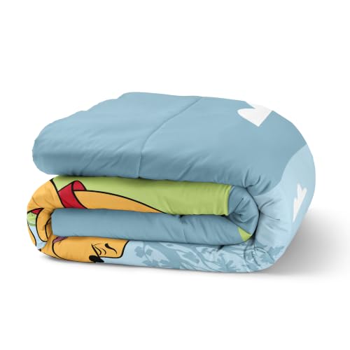 Disney Winnie The Pooh Twin Comforter Set 4 Piece Includes Reversible Comforter & Sheet Bedding Set Soft Fade Resistant Microfiber Officially Licensed - color: Pooh Star Twin