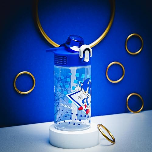 Zak Designs Sonic the Hedgehog Sage 16oz Leak-Proof Straw Kids Water Bottle - color: Sonic the Hedgehog (Sonic, Eggman), size: 16 Ounces