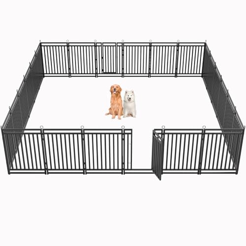 Thickened Outdoor Dog Fence, 40" H, 24 Panels for Yard & Camping | Easy Setup, Flexible Layouts, Thickened Panels, Heavy-Duty, for Medium & Large Dogs and Farm Use, Patented - size: 40" height, style: 24 Panels