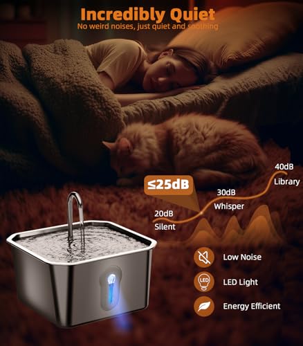 4L Large Cat Water Fountain for Multiple Cats Pet Water Fountain for Drinking Watering Supplies Pets Dog Small Animal Automatic Cat Water Dispenser for Cats Quiet Indoor