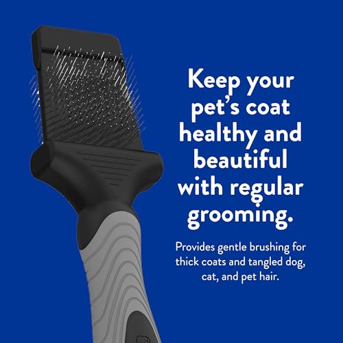 WAHL Professional Animal Double-Sided Flex Slicker Brush for Dogs & Cats (#858478) - Durable Pin Brush for Long-Haired Breeds like Bichon Frises & Collies - Ergonomic Black & Gray Grooming Tool