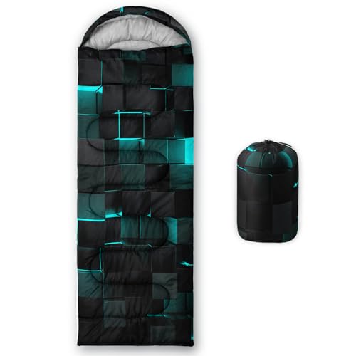 Sleeping Bags for Adults and Kids Backpacking Camping Sleeping Bags for Girls and Boys Lightweight Waterproof Cold/Warm Sleeping Bag for All Season - color: blue