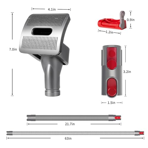 Pet Grooming Kit Compatible with Dyson V7 V8 V10 V11 V15 Vacuum Cleaner | Flexible Extension Hose Mattress Tool Stiff Brush Soft Bristle and Flexible Crevice Tool for Home Cleaning - color: Pet Grooming Kit Suitable for Small Breed Dogs or Cat