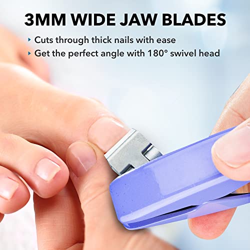 ClipperPro® Prime Toenail Clipper - Ergonomic Large Nail Clippers for Women & Men | Heavy-Duty Nail Clippers | Toenail Clippers with 180º Swivel Head (Periwinkle Edition) - style: Periwinkle edition