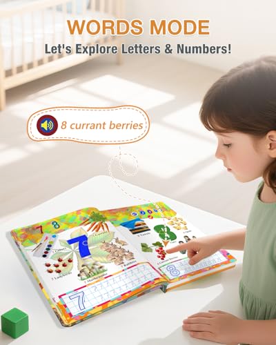 English Interactive Sound Book Alphabet Number Talking Book Toddler Kid 3-6 | Preschool ABC Educational Learning Travel Toy Sensory Autism Recharge Talking Book 600+ Audio Birthday Xmas Gift Boy Girl 3+ - style: EN-Letters and Numbers