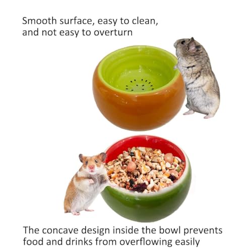 Hamiledyi 2PCS Hamster Bowl Ceramic Food Water Feeding Dish for Dwarf Syrian Hamsters Gerbils Rats Mice Sugar Glider