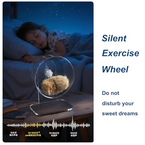 Hamster Wheel, Silent Running Exercise Wheel with Adjustable Stand for Hamster Guinea Pig Gerbil Hedgehog Small Animal Cage Accessories (Clear, 7.1inch/18cm) - size: 7.1inch/18cm