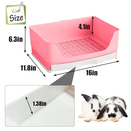 kathson Large Rabbit Litter Box Trainer, Potty Corner Toilet with Drawer Bigger Pet Pan for Adult Hamster, Guinea Pig, Ferret, Galesaur, Bunny and Other Animals (Pink) - size: Pink