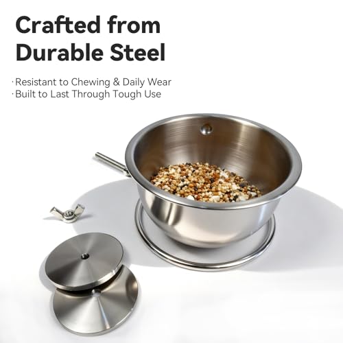 AOTU 2PCS Anti-Snatch Stainless Steel Parrot Feeding Cups with Locking Buckle - Bird Food & Water Bowls, Essential Bird Cage Accessories for Cockatiel, Conure, Budgie, Macaw Gray Parrot & Small Pet - color: S+L (10+12 oz)