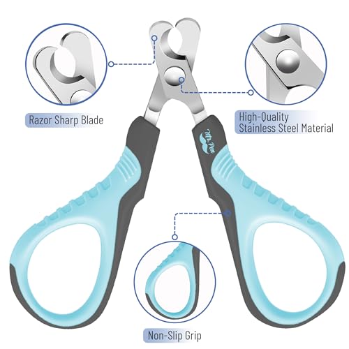 Mr. Pen- Cat Nail Clipper, Stainless Steel | Professional Sharp Cat Claw Trimmer for Small and Medium Cats, Pet Nail Clipper with Sturdy Non Slip Handle - color: Sky Blue & Dark Gray