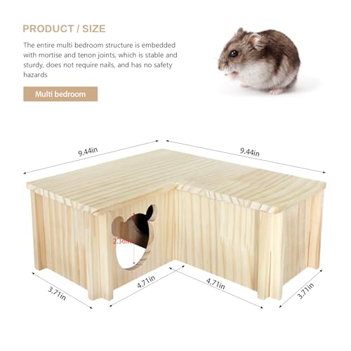 Wooden Hamster Platform and Dwarf Hamster House,Cute Syrian Hamster Tiny House Hideout,Large Balcony Lookout Holes,for Dwarf Gerbils and Mouse Mice Rat Other Small Animals(F) - color: BrownG