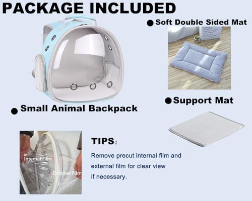 Portable Small Animal Backpack Travel Breathable Pet Carrier Bag Cages for Guinea Pig, Rabbit, Bearded Dragon, Squirrel, Tortoise, Bird, Lizard, Sugar Glider - color: Blue