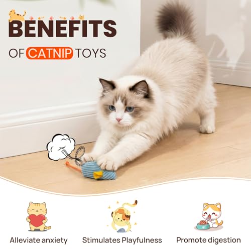 8Pcs Catnip Cat Mice Toys Interactive Mouse Cat Toy for Indoor,Adult & Kitten Cat Toys for Playing, Chewing & Teeth Cleaning